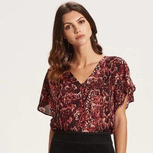 LAST CALL MARIE OLIVER silk SLOAN BLOUSE CAYENNE SNAKE SIZE L
